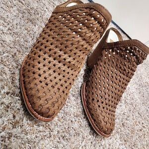 Brown Woven Ankle Boots